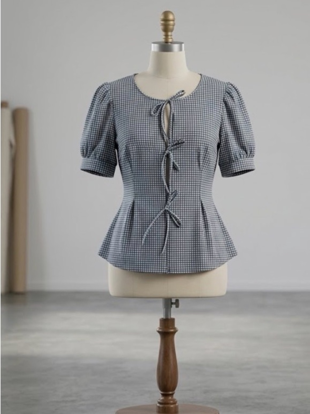 Women’s Blue Tie-Front Top